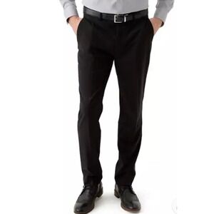 $95 NWT Calvin Klein Mens Slim Fit Dress Pants Black Flat Front Trousers 38x32